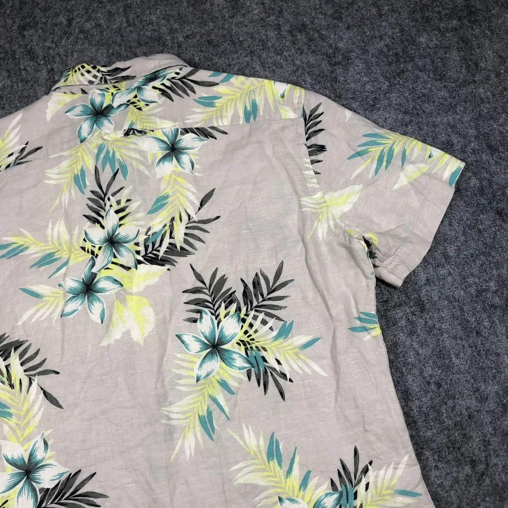 Banana Republic Shirt Mens M Multicolor Floral Linen Button Up Hawaiian Casual